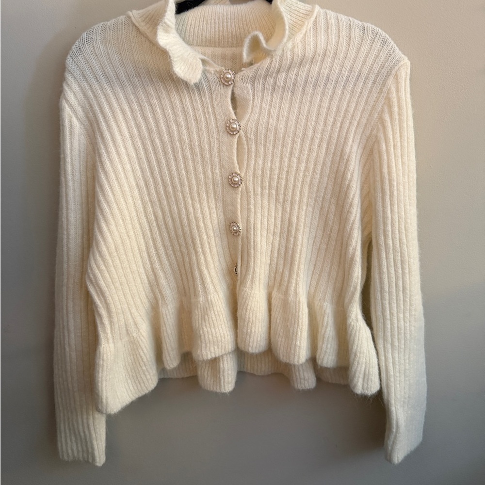 Cream Chunky Knit Cropped Cardigan